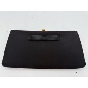 1960s HL USA Harry Levine Evening Clutch Black Fabric Kiss-Lock